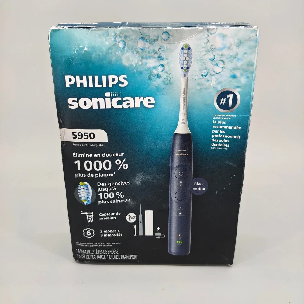 Philips Sonicare 5950 Rechargeable Toothbrush Navy Blue HX7133 Open Box New